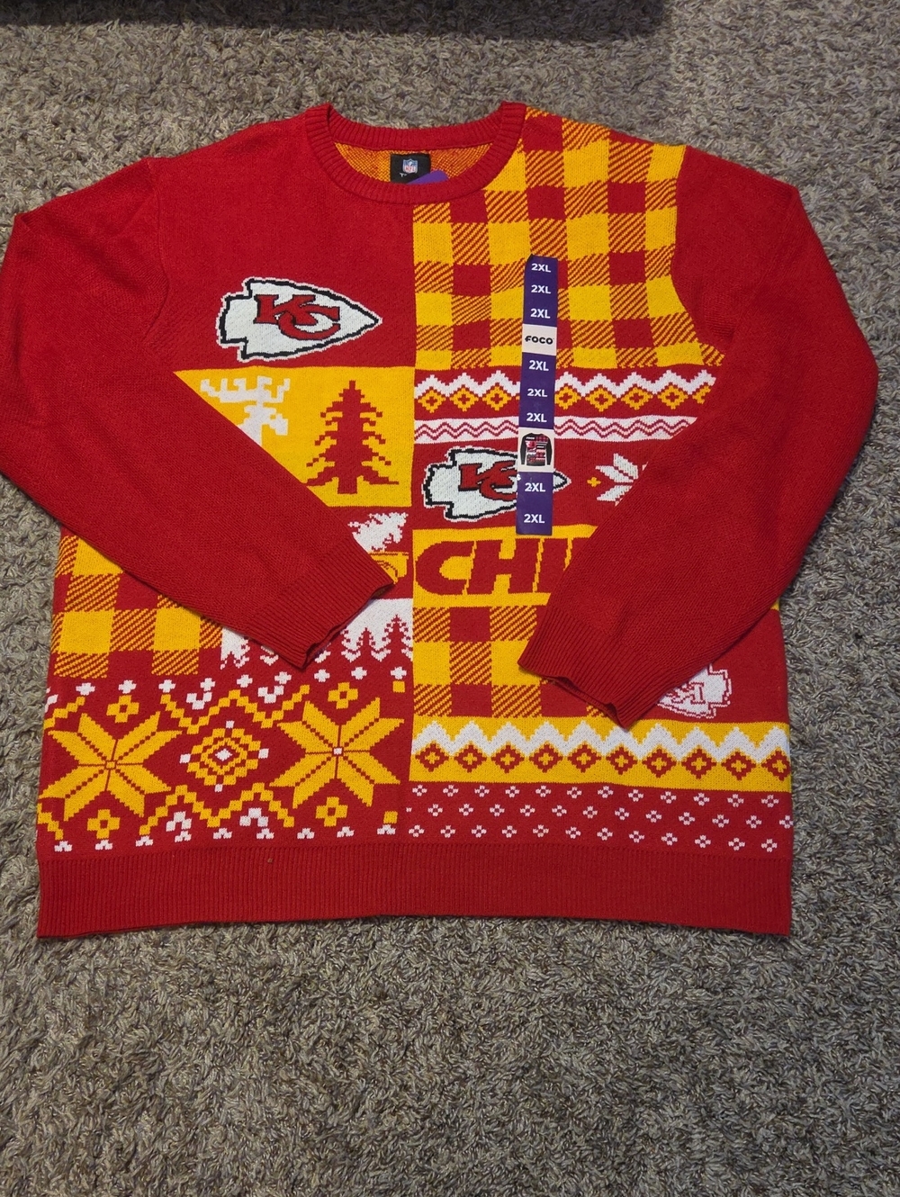 Kansas City Chiefs Ugly Christmas Sweater 2XL Football New